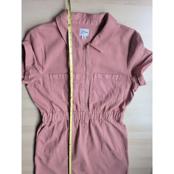 J. Crew Women's Size 12 Utility Gorpcore Chino Shirt Dress Coral Pink Zip Front - Picture 4 of 10